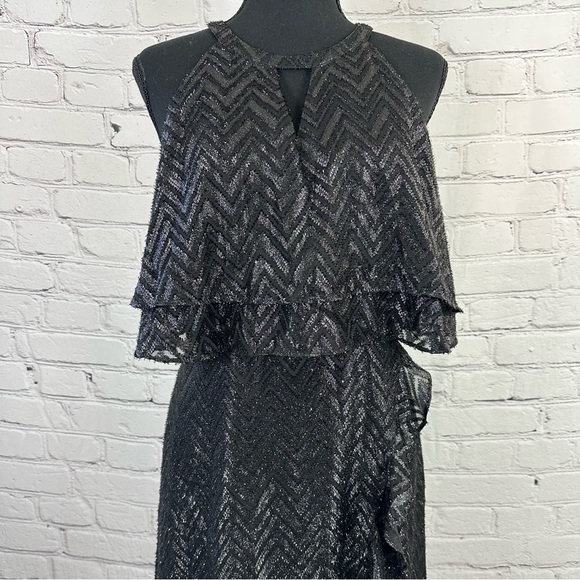 KENSIE RUFFLE SHIMMERY BLACK DRESS SIZE(10) - Picture 8 of 17
